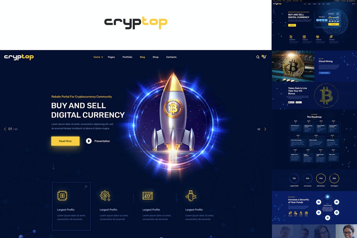 CrypTop - ICO Landing and CryptoCurrency WordPress