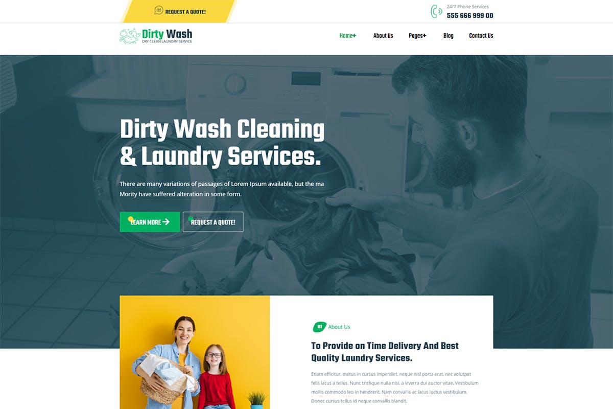 DirtyWash – Laundry Service WordPress Theme