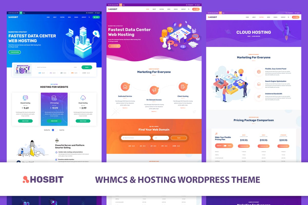Hosbit - WHMCS & Hosting WordPress Theme