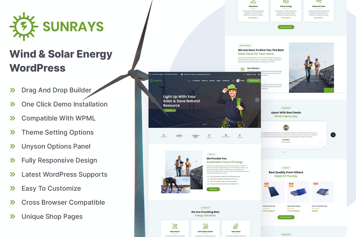 Sunrays – Solar Power & Green Energy WordPress the