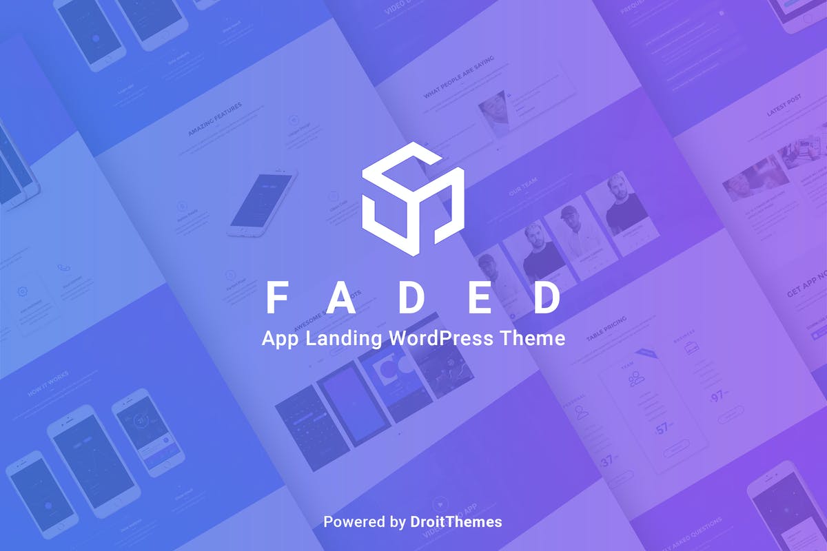 Faded - Mobile App Landing Page WordPress Theme