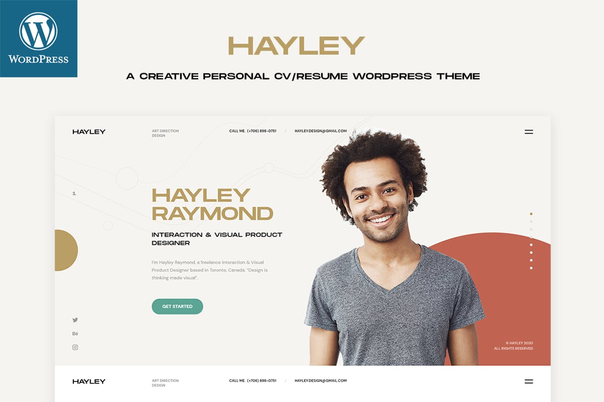 Hayley - Personal CV/Resume WordPress Theme