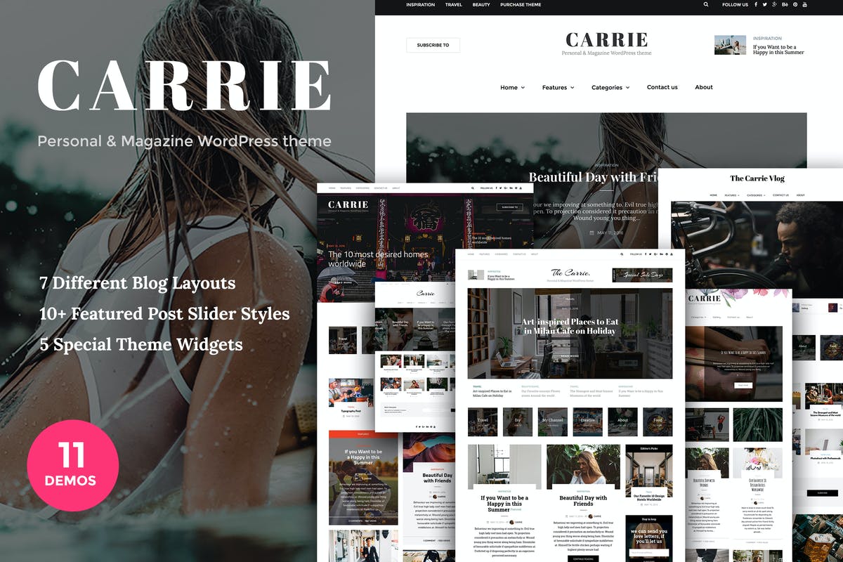 Carrie - Personal & Magazine WordPress theme