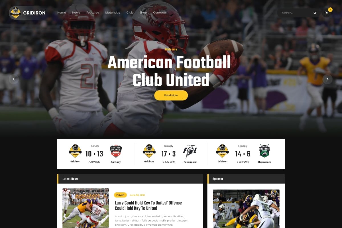 Gridiron | American Football & NFL Team WordPress