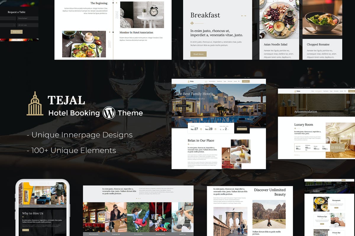 Tejal - Resort, Hotel Booking WordPress Theme