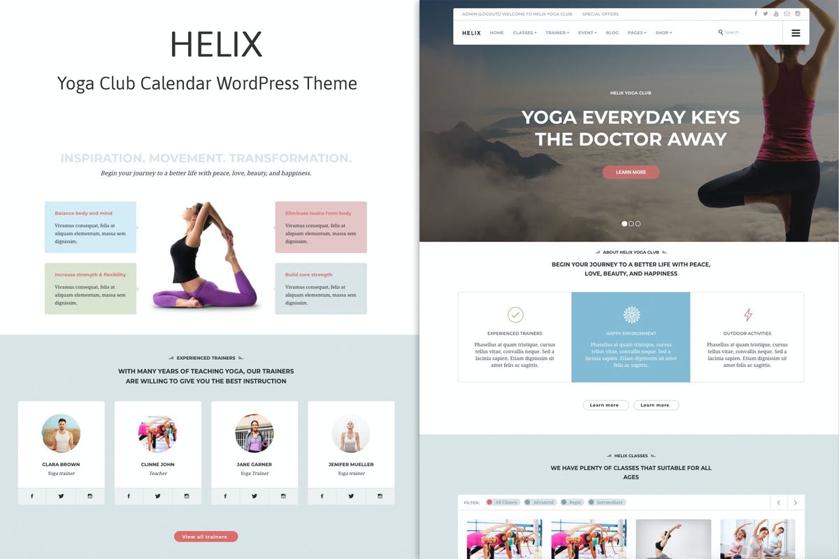 Helix - Yoga Club Calendar WordPress Theme