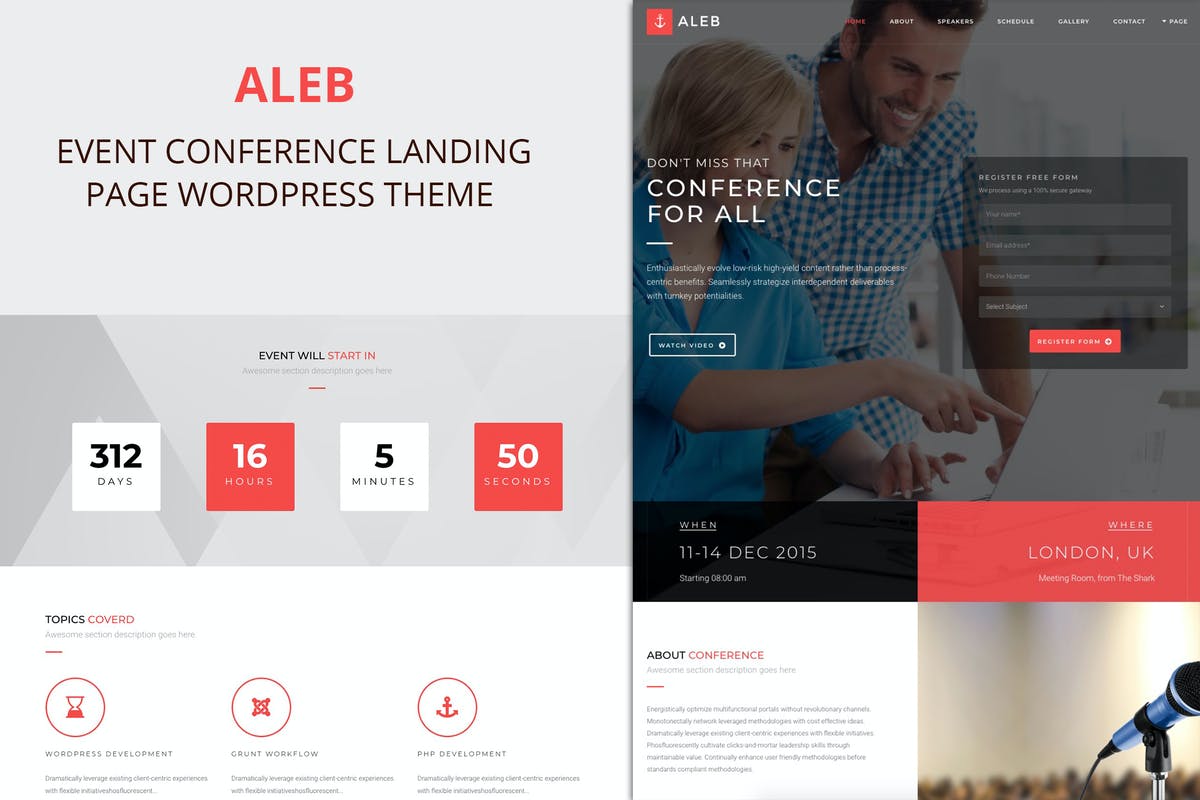 Aleb - Event Conference Onepage WordPress Theme