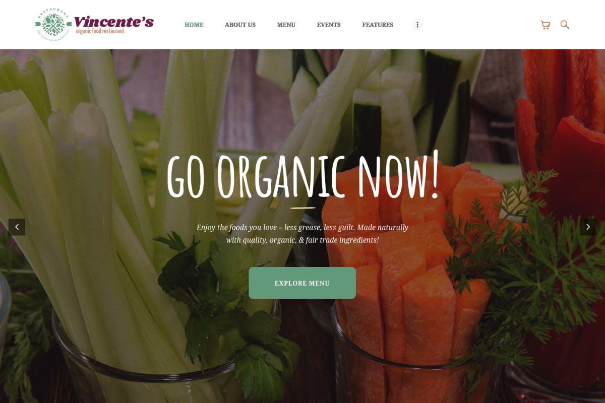 Vincente's |Organic Food Restaurant & Eco Cafe Wordpress Theme