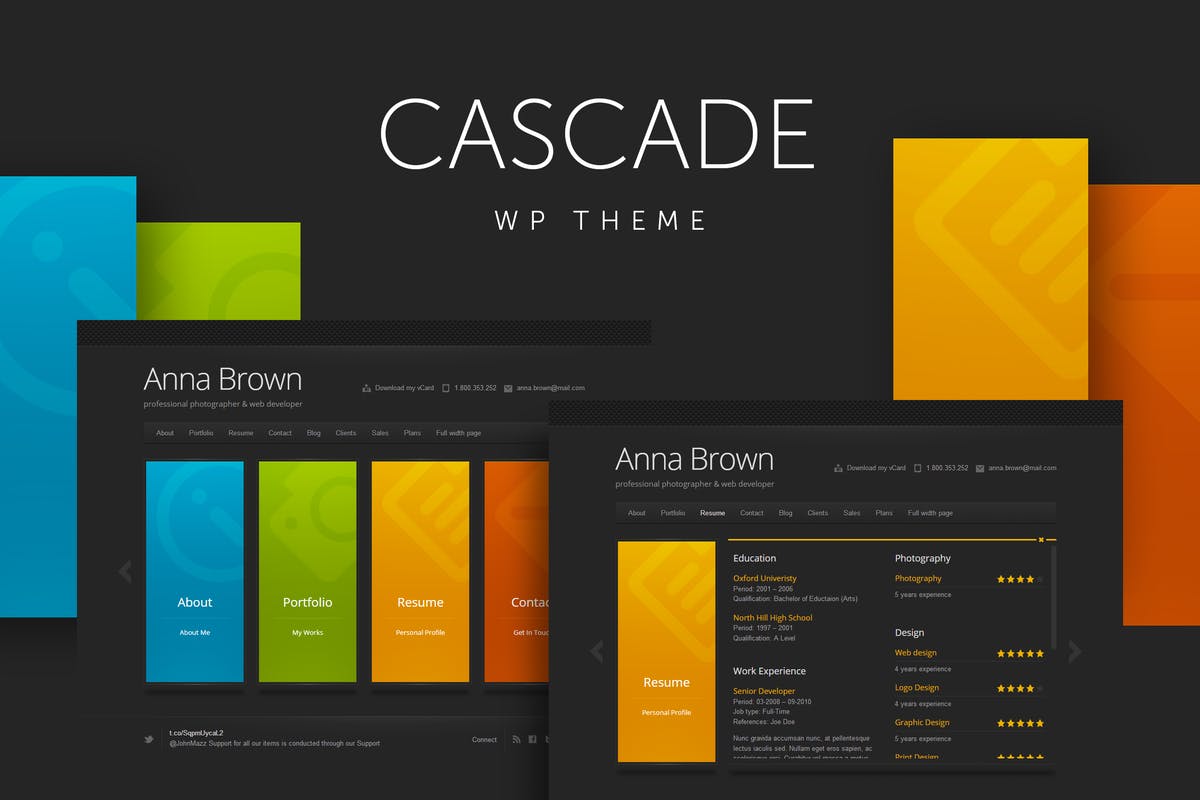 Cascade - Personal vCard WordPress Theme