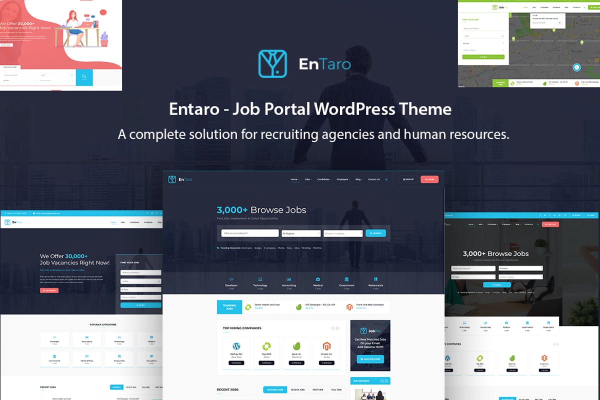 Entaro - Job Portal WordPress Theme For Free Download