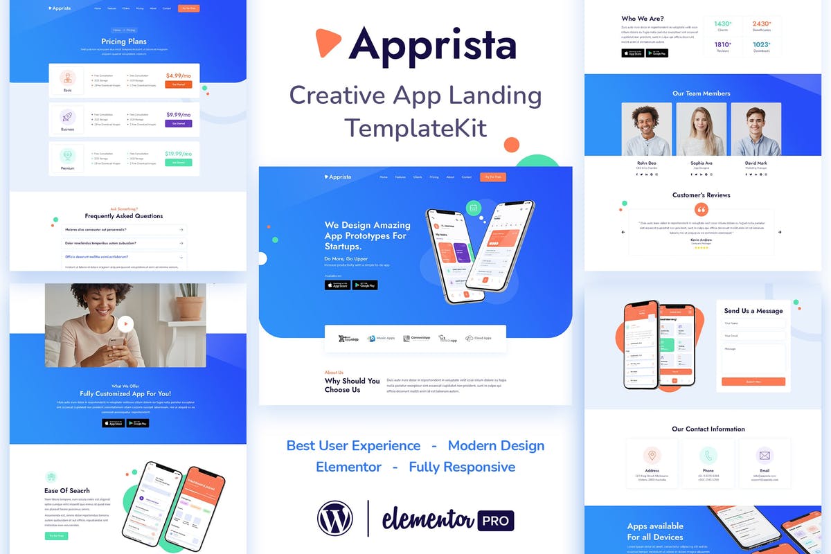 Apprista - Creative App Landing Elementor Template Kit