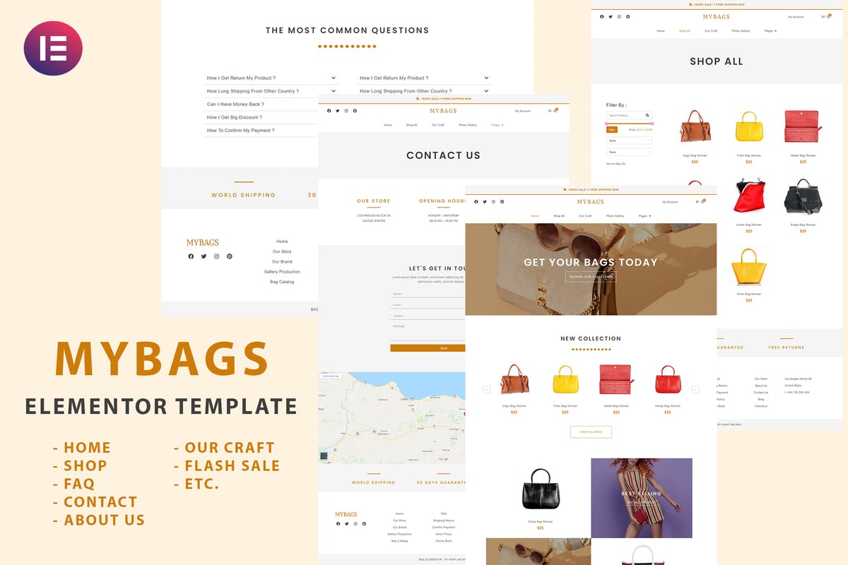 Mybags - Modern Commerce Elementor Template Kit