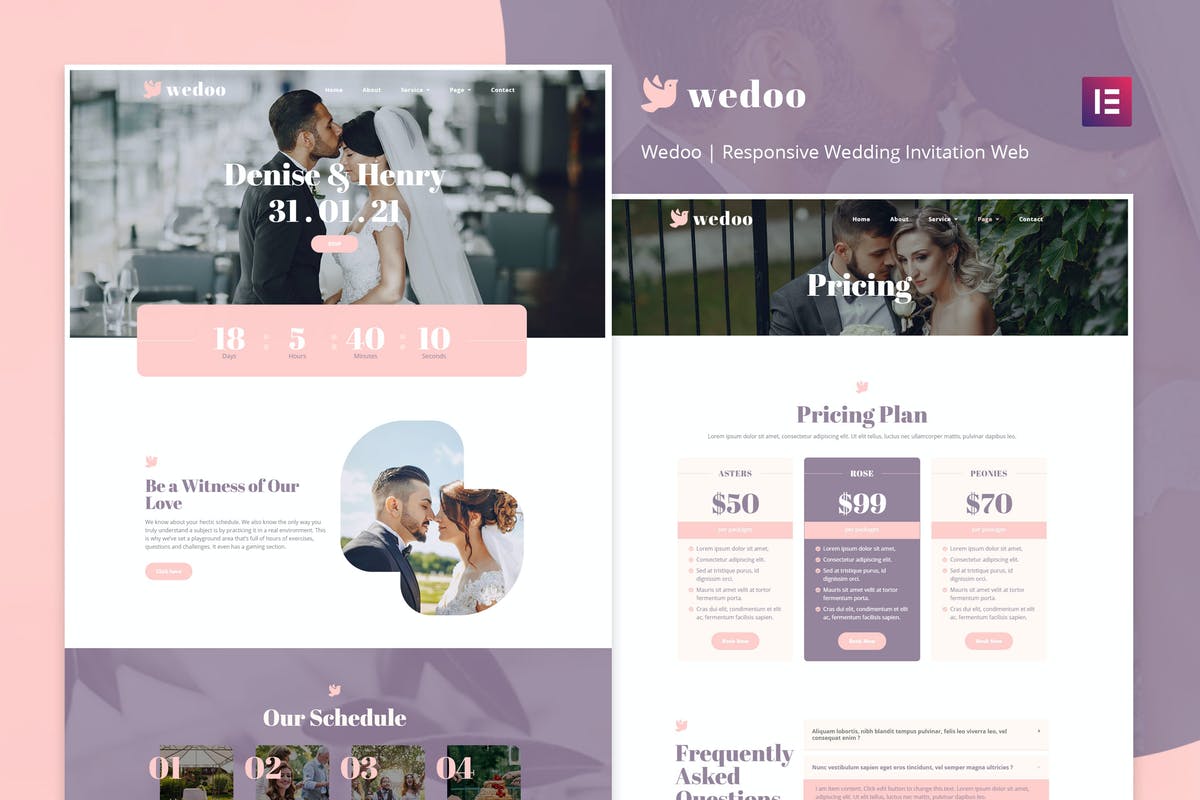 Wedoo - Online Wedding Invitation Elementor Template Kit