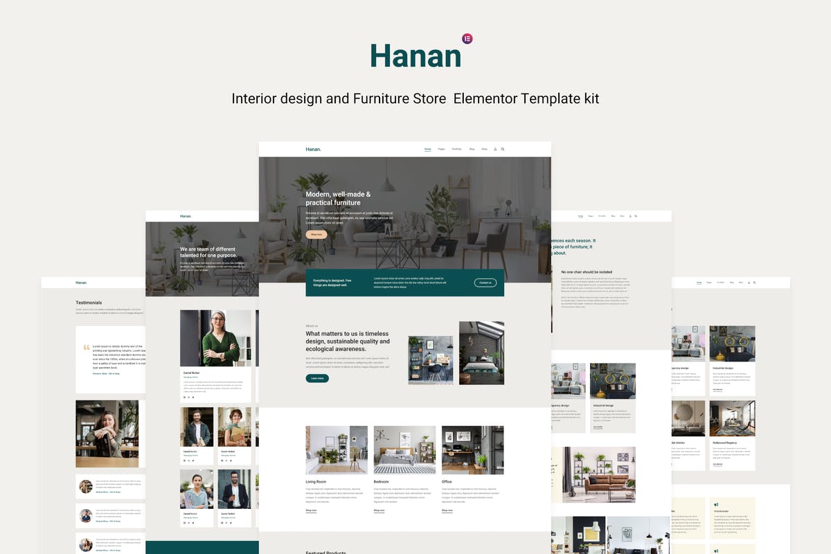 Hanan - Interior Design & Furniture Store Elementor Template kit