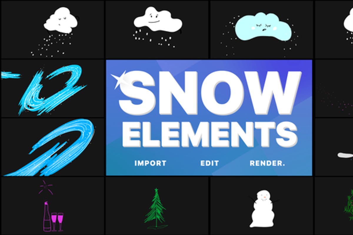 Cartoon Snow Clouds | Premiere Pro MOGRT