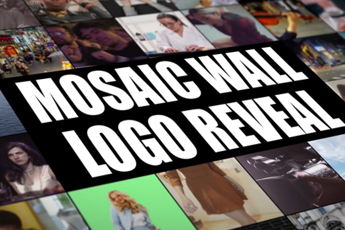 Mosaic Wall Logo Reveal video templates for DaVinci Resolve