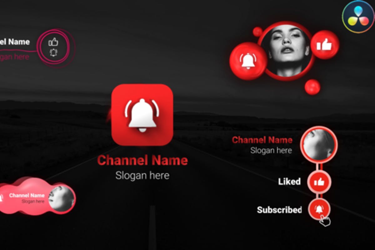 Youtube Trendy Subscribe Pack video templates for DaVinci Resolve free download
