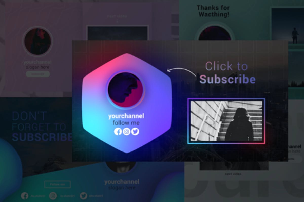 Youtube Trendy Endscreens After Effects Templates