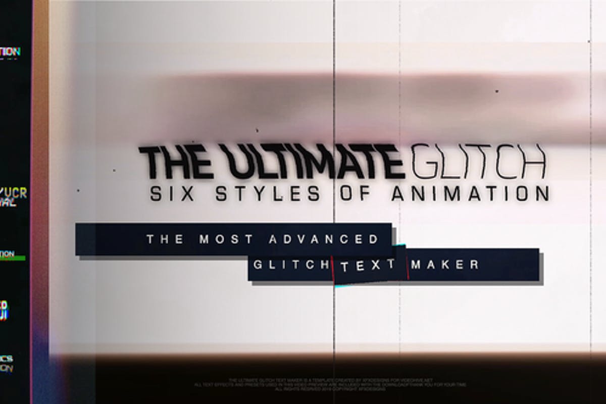 70 Glitch Title Animation Presets Pack | Glitch Text Maker