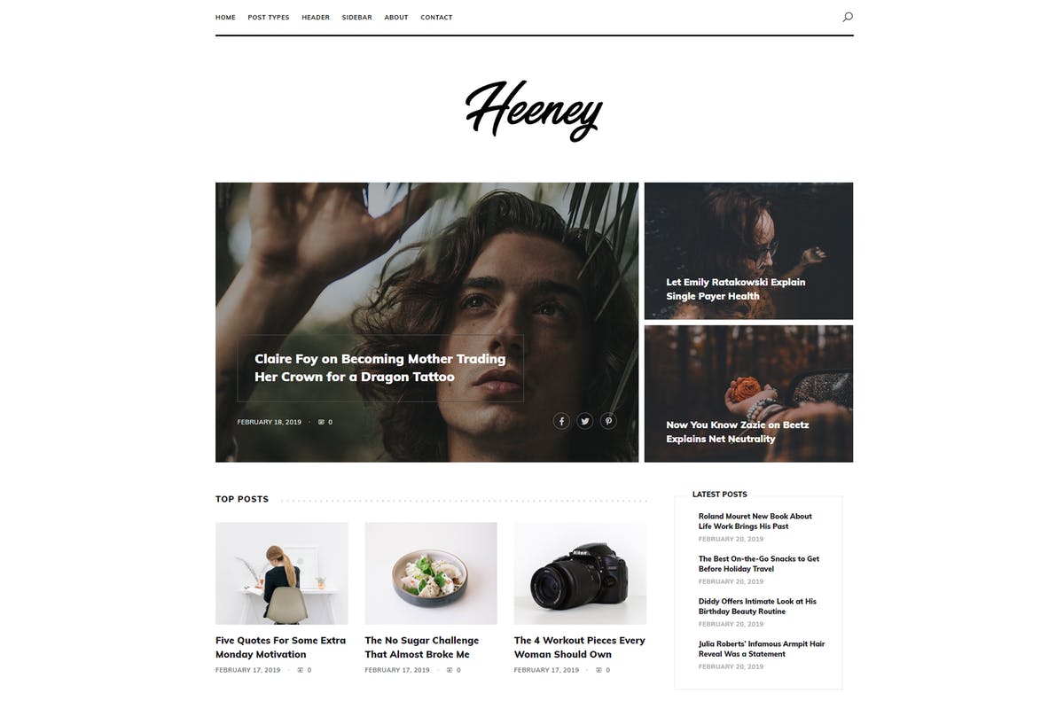 Heeney - Modern Blog WordPress Theme Download