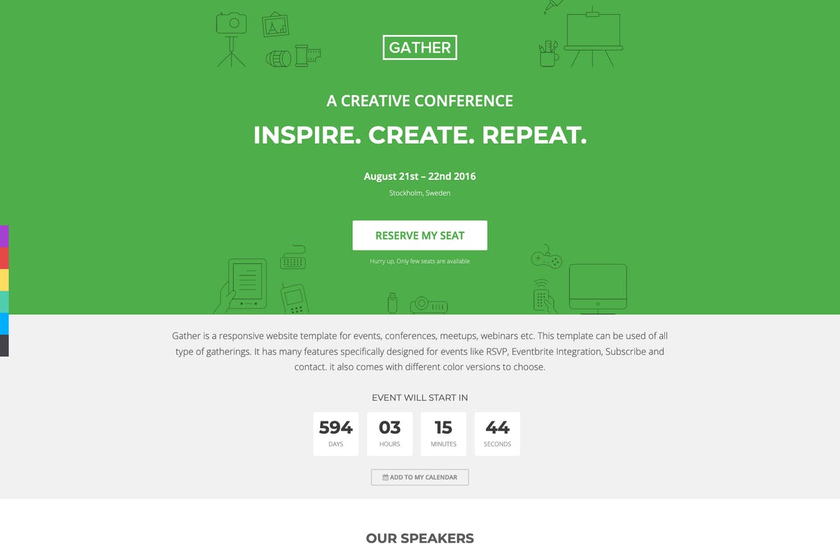 Gather - Event & Conference Landing Page WordPress Theme Download