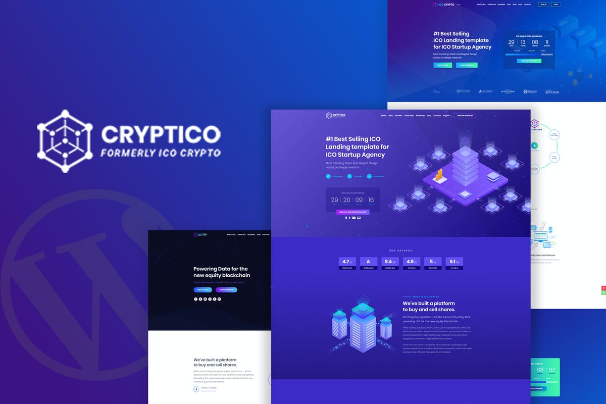Cryptico - ICO Crypto Landing & Cryptocurrency WordPress Theme Download Free