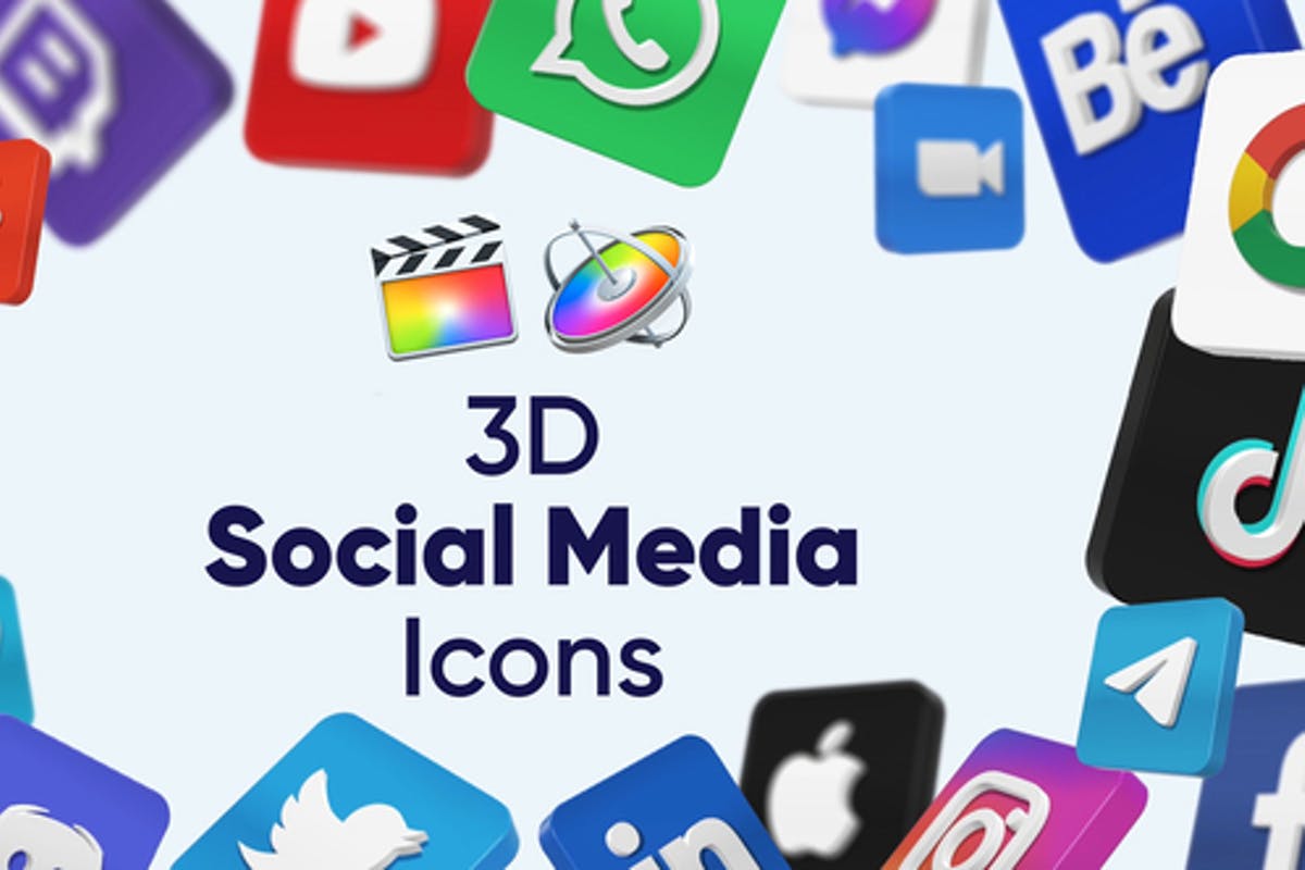 3D Social Media Icons for Final Cut Pro X &amp; Apple Motion