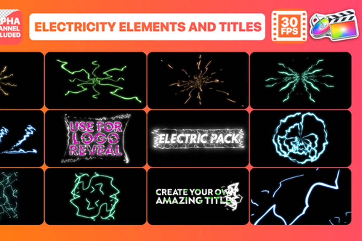 Electricity Elements And Titles Final Cut Pro Video Templates Free