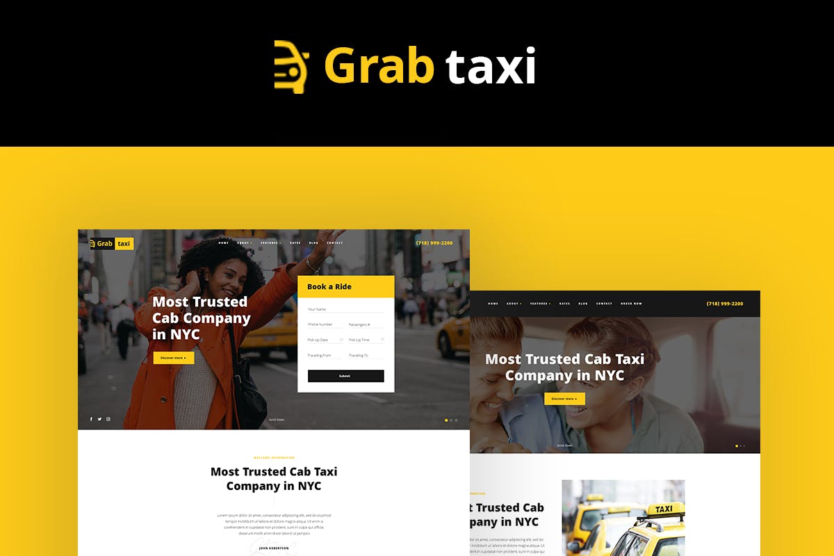Grab Taxi Download WordPress Theme Free