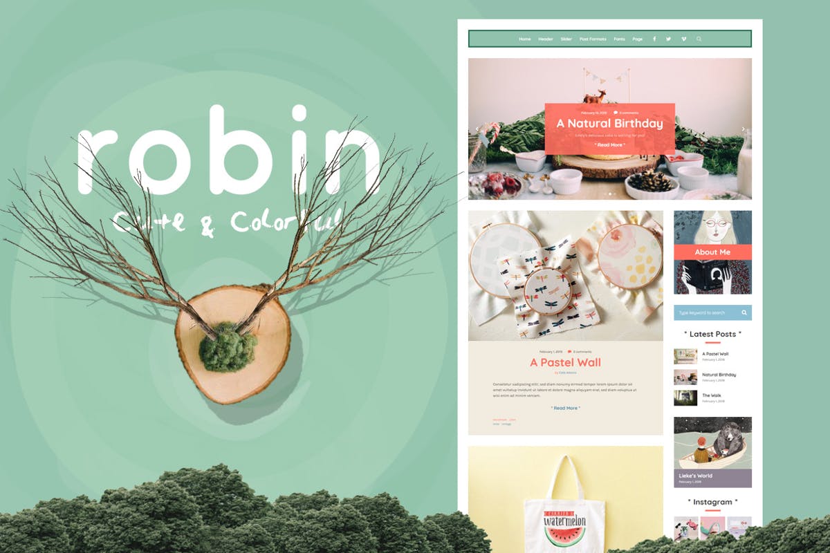 Robin - Cute & Colorful Blog WordPress Theme Free Download