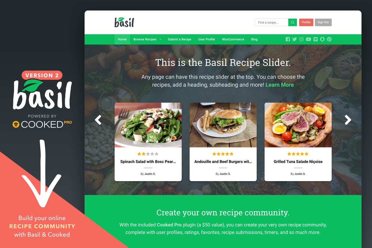 Basil - Recipes wordpress theme blog free responsive