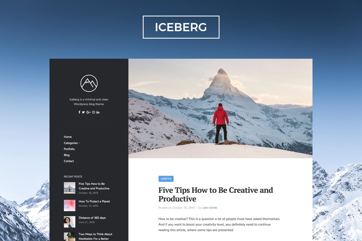 Iceberg - Clean & Modern WordPress Blog Theme