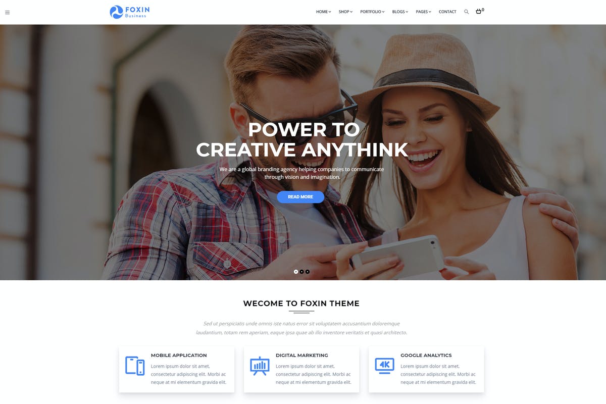 Foxin - Responsive Business Free Download WordPress Themes
