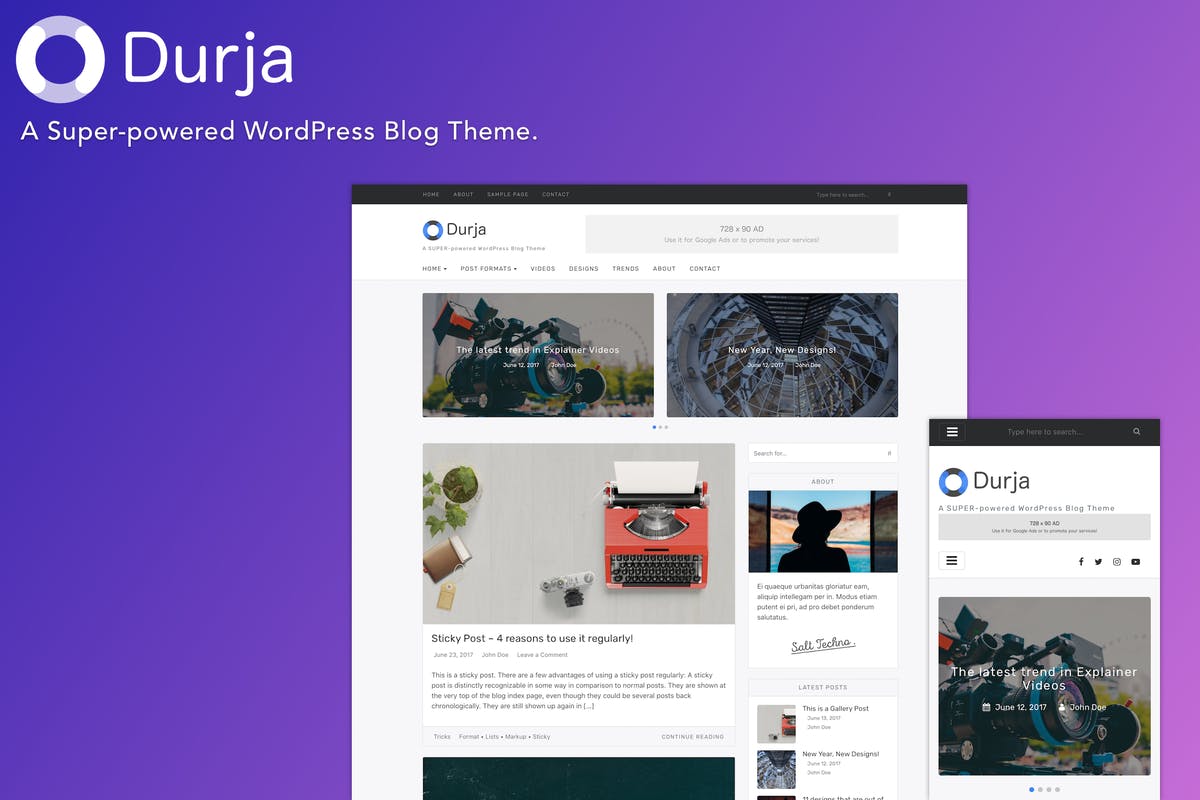 Durja - A Responsive WordPress Blog Theme