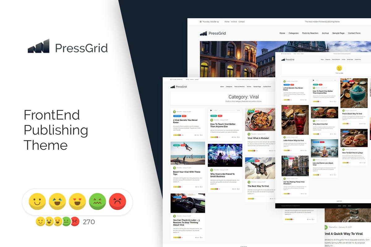 PressGrid Frontend Publish Reaction & Multimedia