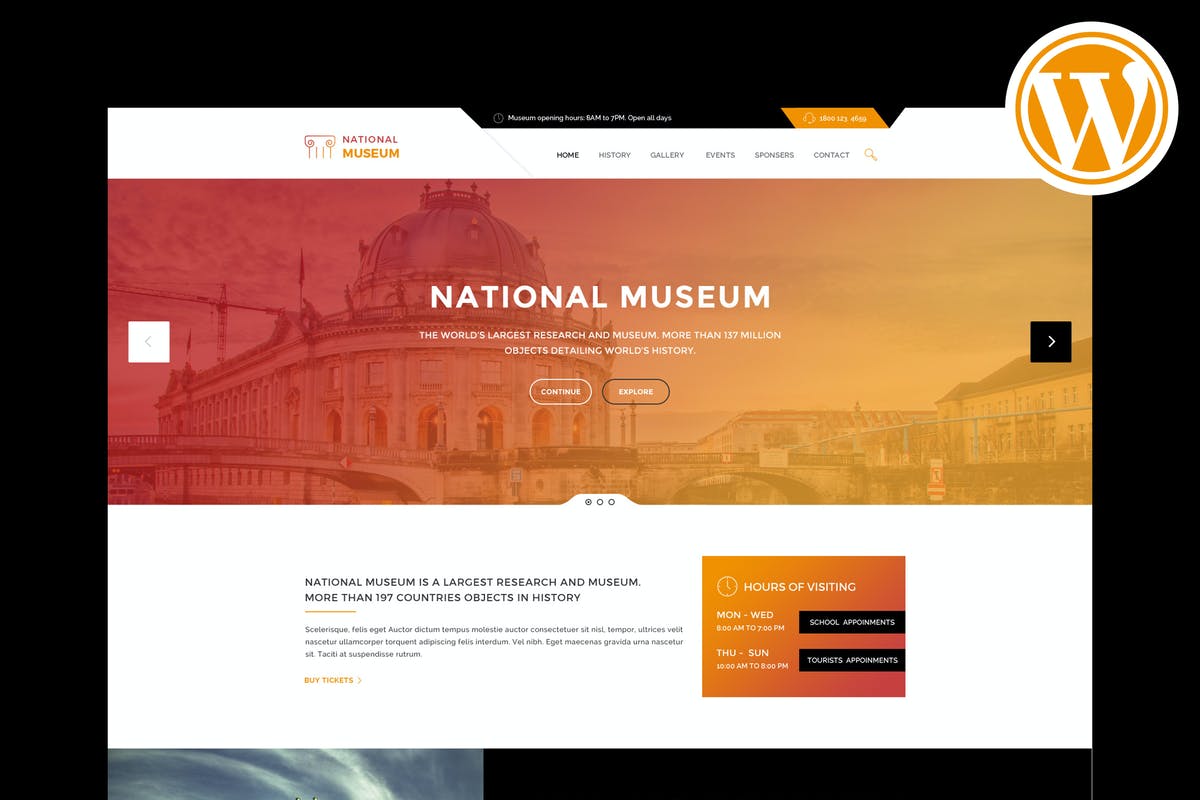 Museum - Responsive WordPress Themes Free