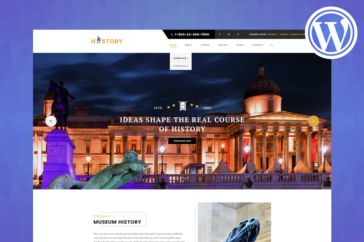 History - Museum & Exhibition WordPress Theme