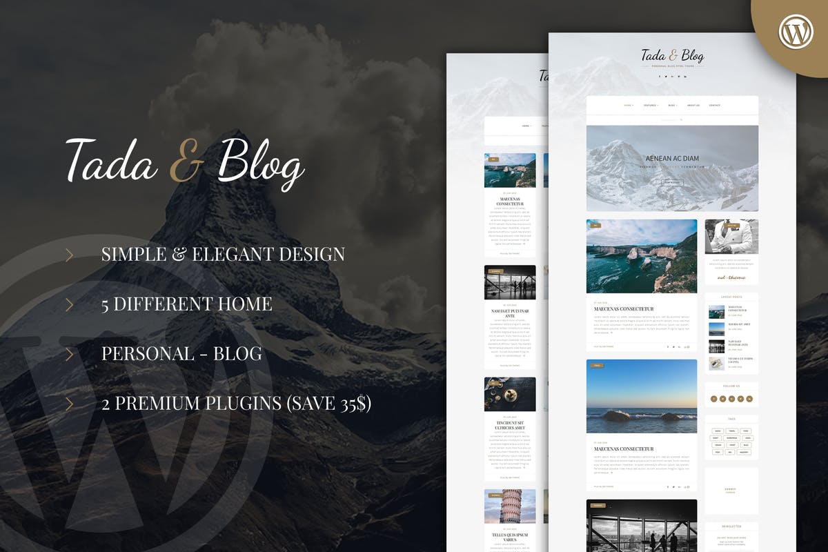 Tada & Blog - Personal Blog WordPress Template