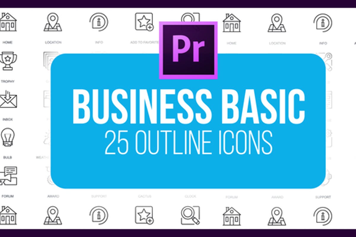 Business Basic - Outline Animated Icons (MOGRT) for Premiere Pro