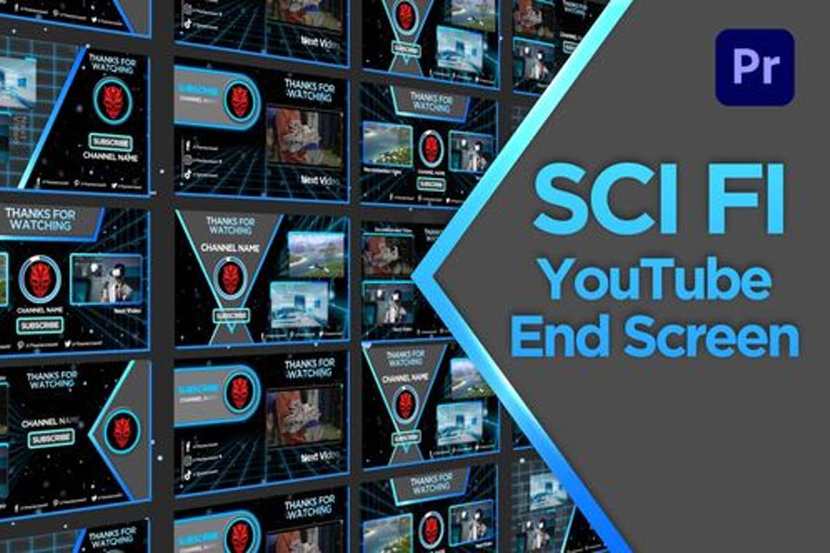 SCIFI Youtube End Screens for Premiere Pro