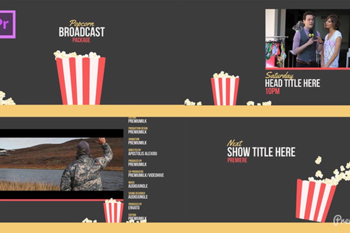 Popcorn Broadcast Package Essential Graphics | Mogrt