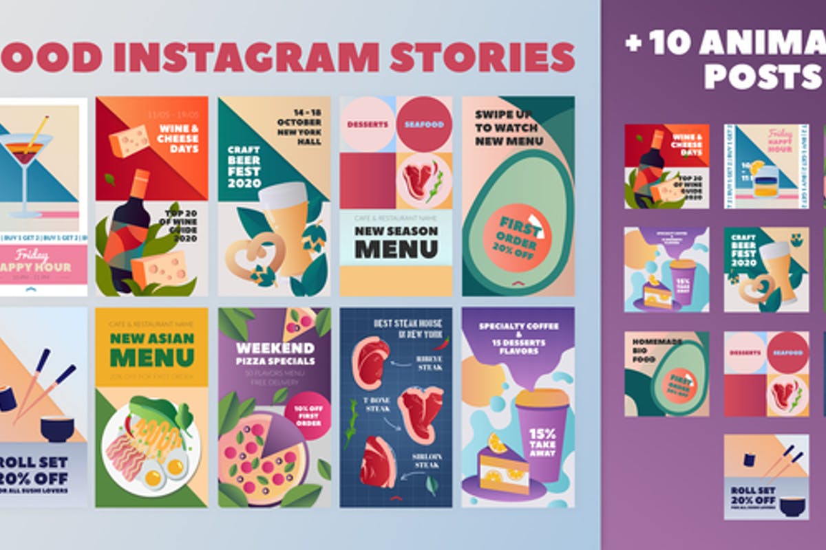 Food Instagram Stories and Posts Pack