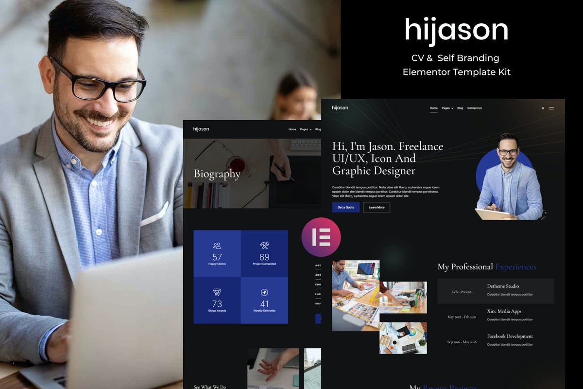HiJason - CV & Self Branding Elementor Template Kit