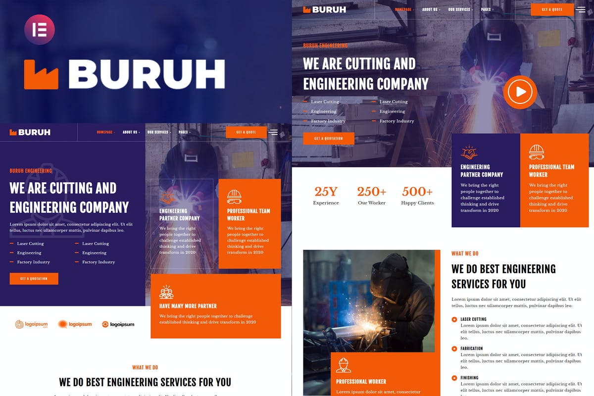 Buruh - Laser Cutting & Engineering Company Elementor Template Kit