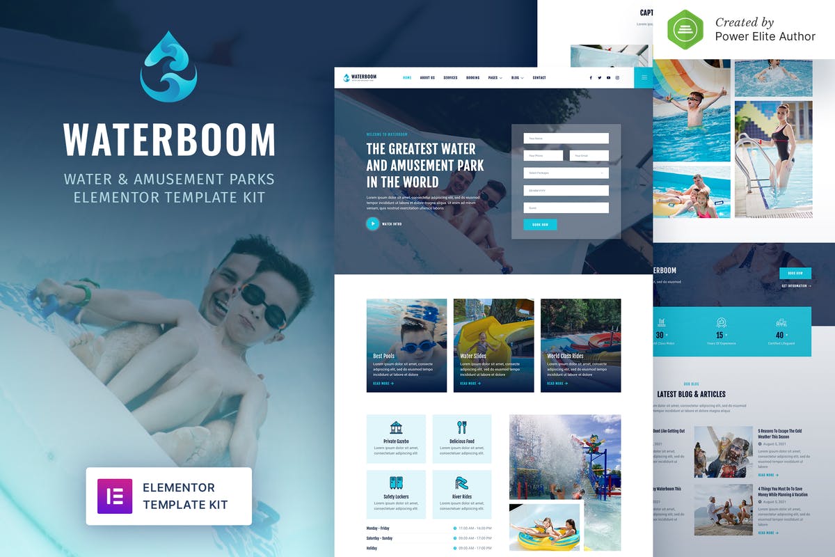 Waterboom – Water & Amusement Park Elementor Template Kit