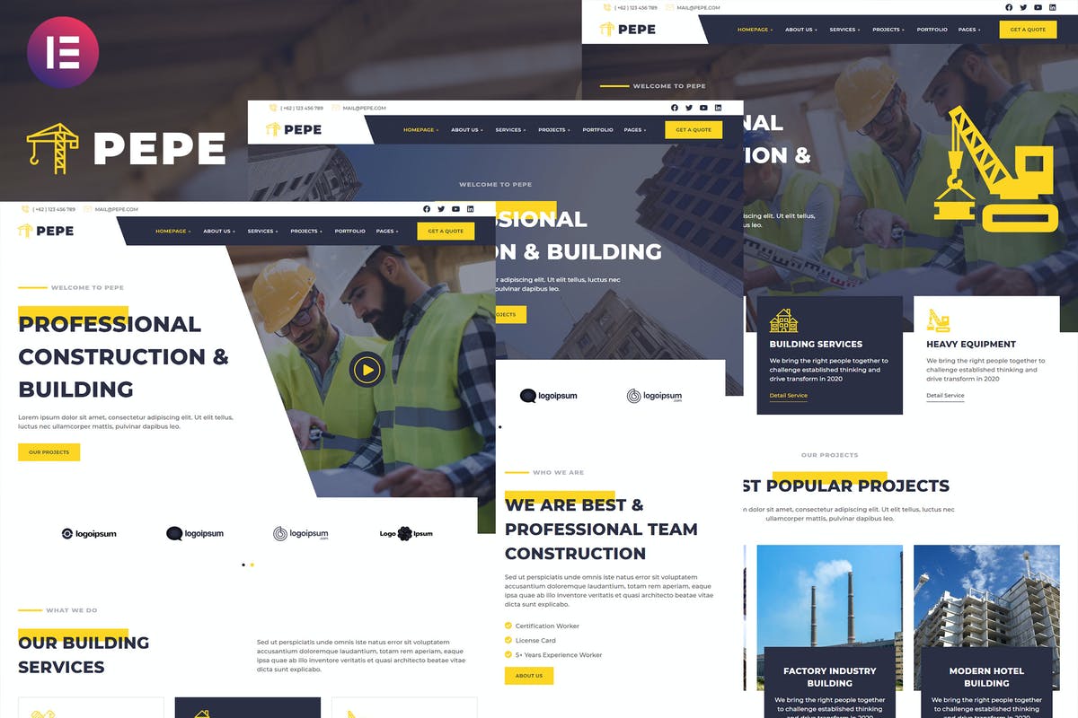 Pepe - Building & Construction Business Services Elementor Template Kit
