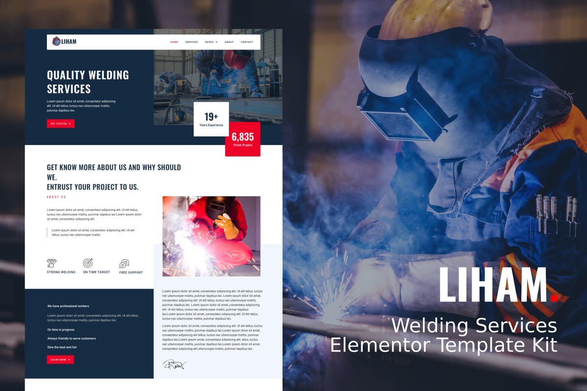 Liham - Welding Services Elementor Template kit