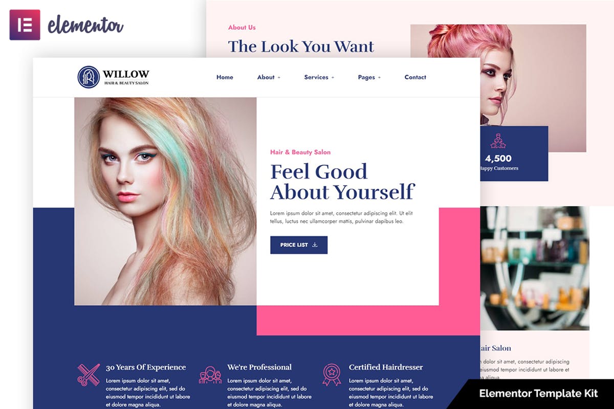 Willow - Hair & Beauty Salon Elementor Template Kit