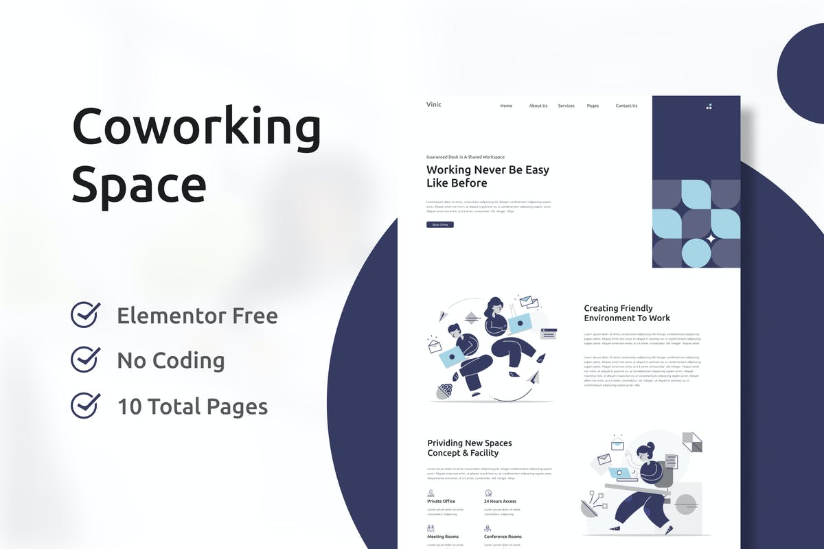 Vinic - Coworking Space Elementor Template Kit