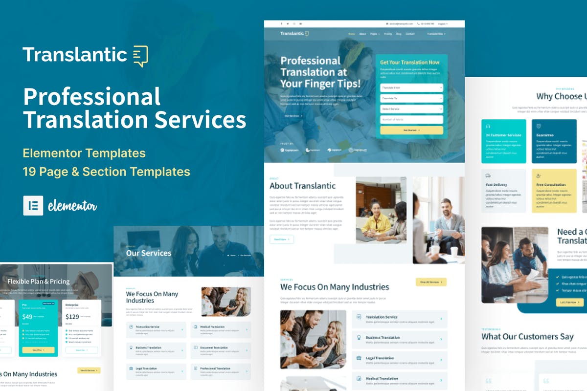 Translantic - Translation Service Agency Elementor Template Kit